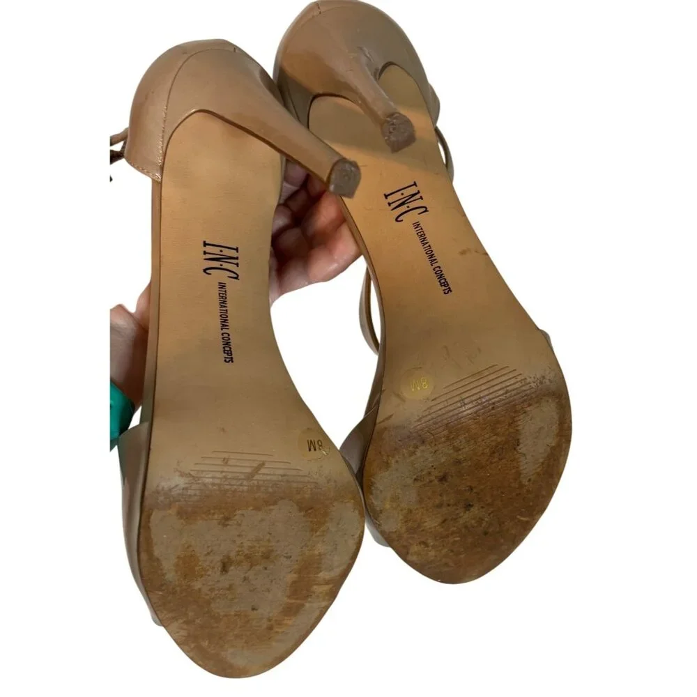 I.N.C Internation Concepts High Heel Sandals Women's 8M Strappy Nude‎ Patent